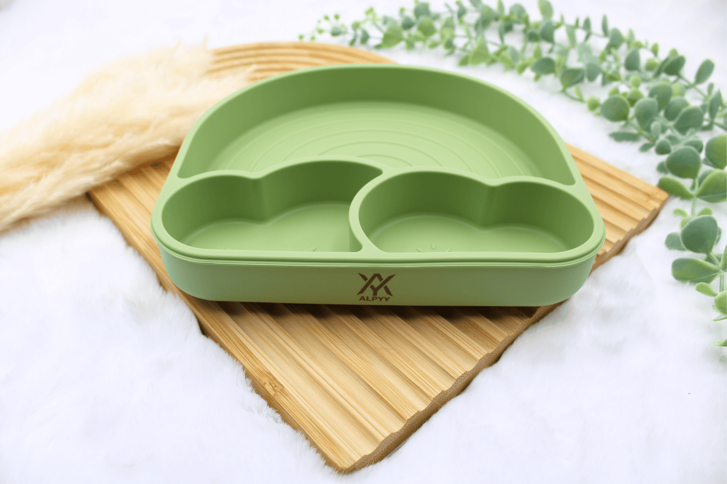 Premium Silikon Regenbogen-Teller mit Deckel