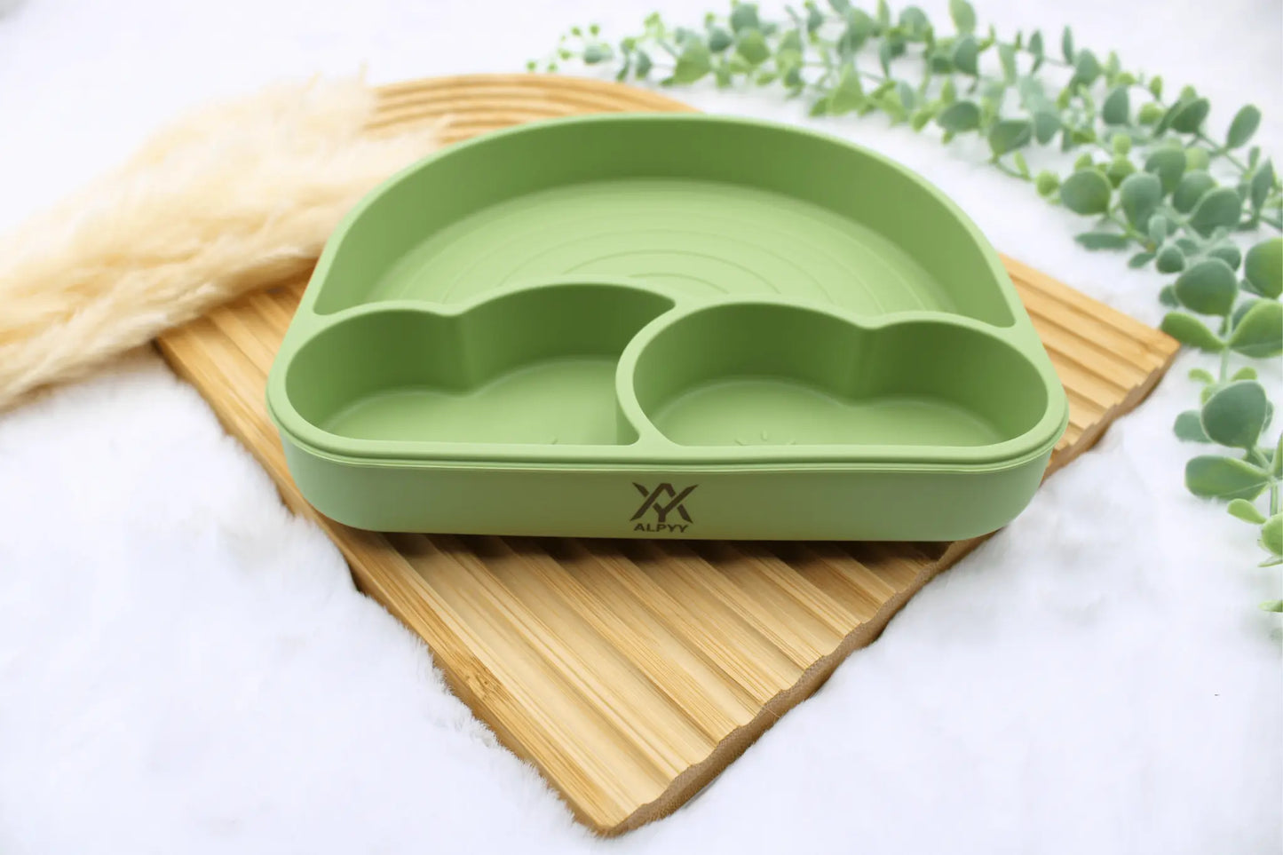 Bpa-freie-teller-regenbogen-design-grün