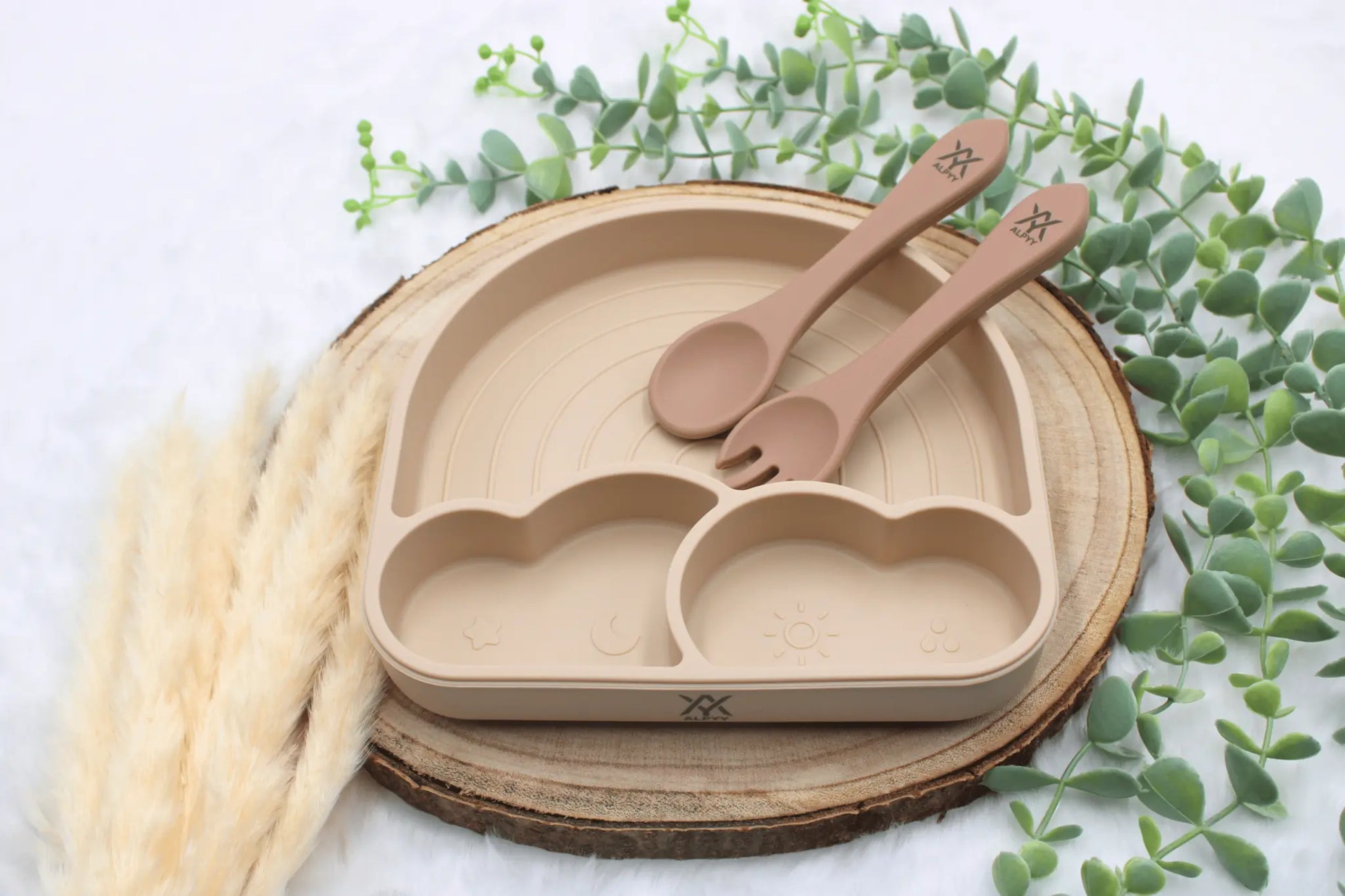 Kinderbesteck in Khaki für sicheres Essen für Kleinkinder