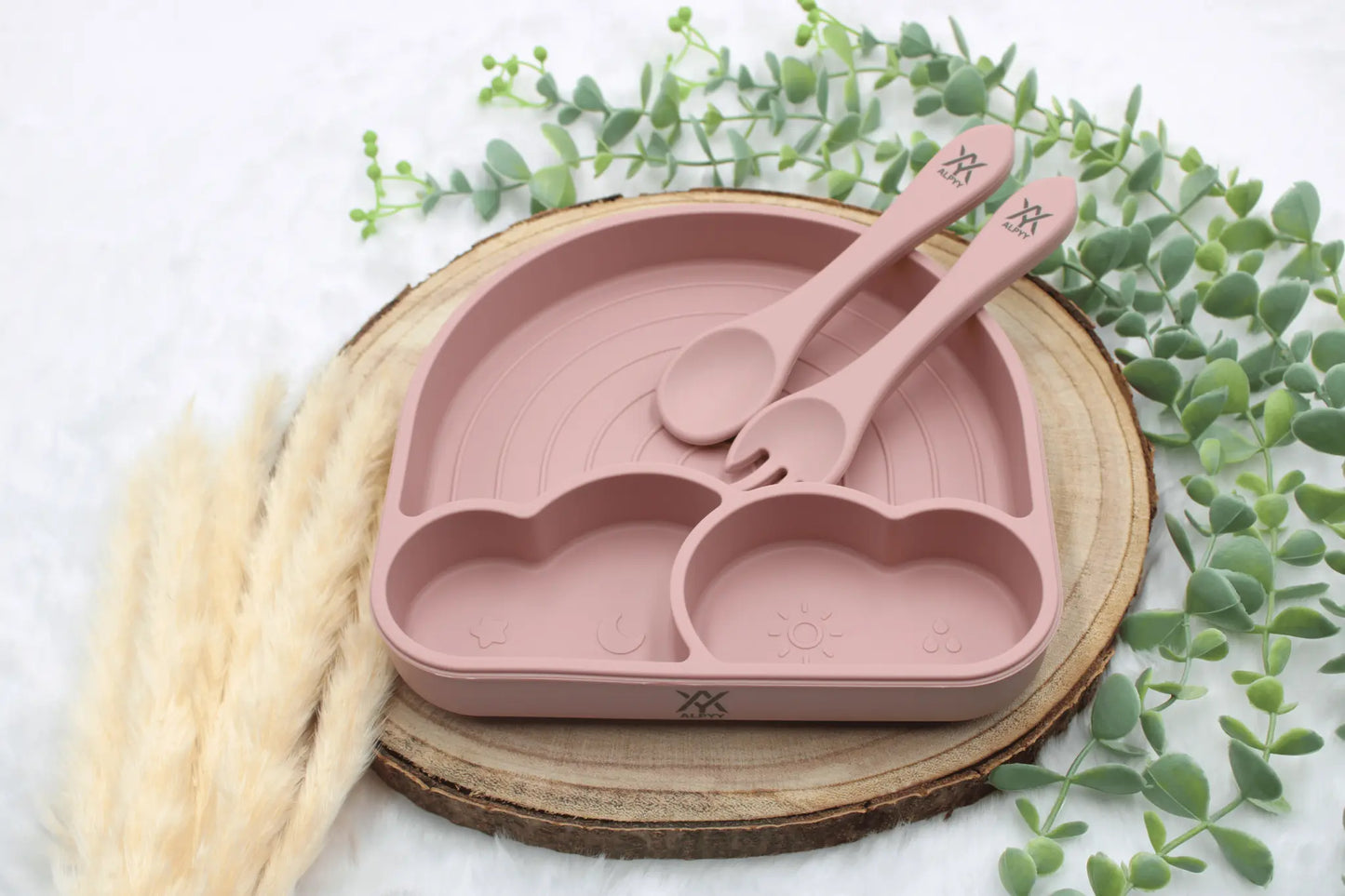 Kinderbesteck in Rose Pink für Kleinkinder aus weichem Silikon