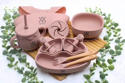 BPA-freies Kindergeschirr Set in Rosa für Babys