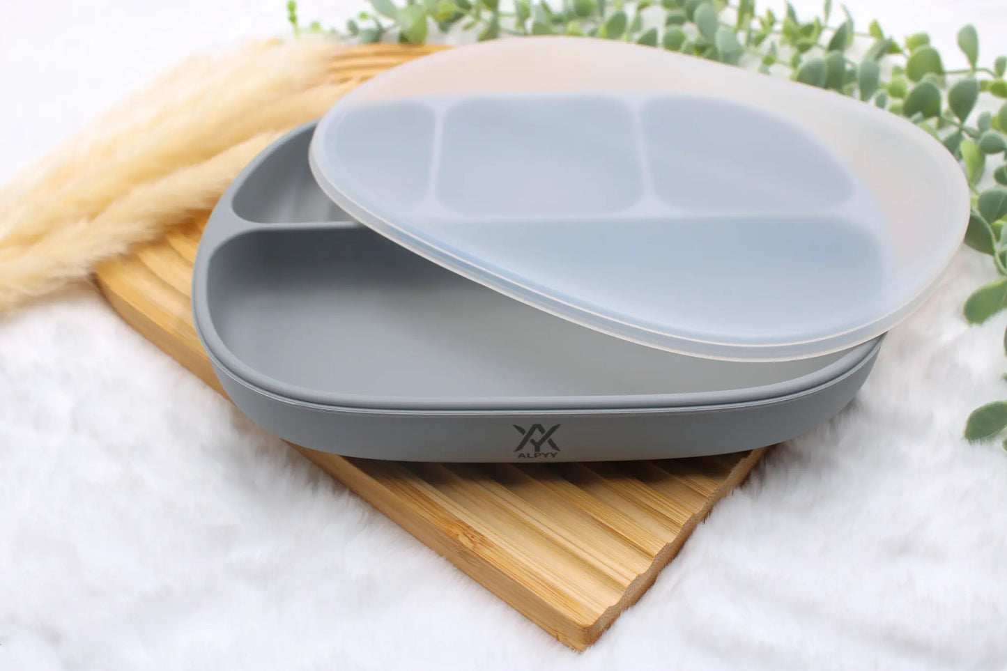 Teller für Kleinkinder in Grau aus BPA-freiem Silikon