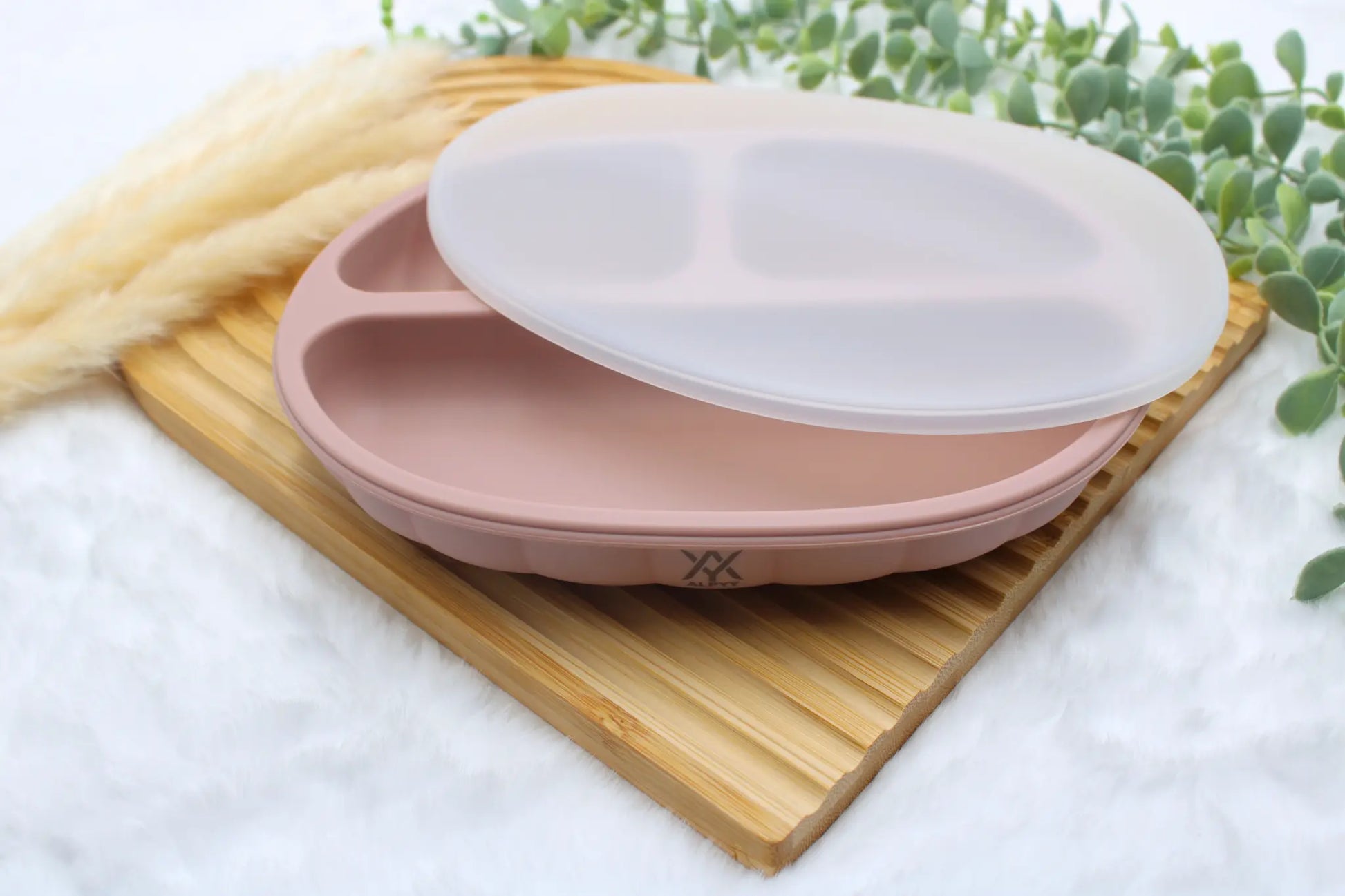 Menüteller mit Deckel in Rose Pink aus BPA-freiem Silikon