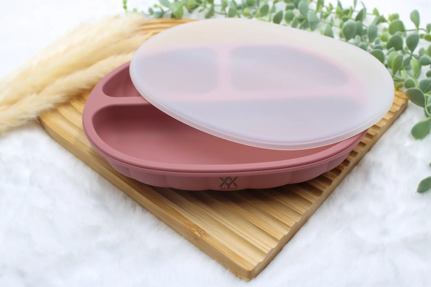 Roter Menüteller mit Deckel für Babys und Kleinkinder